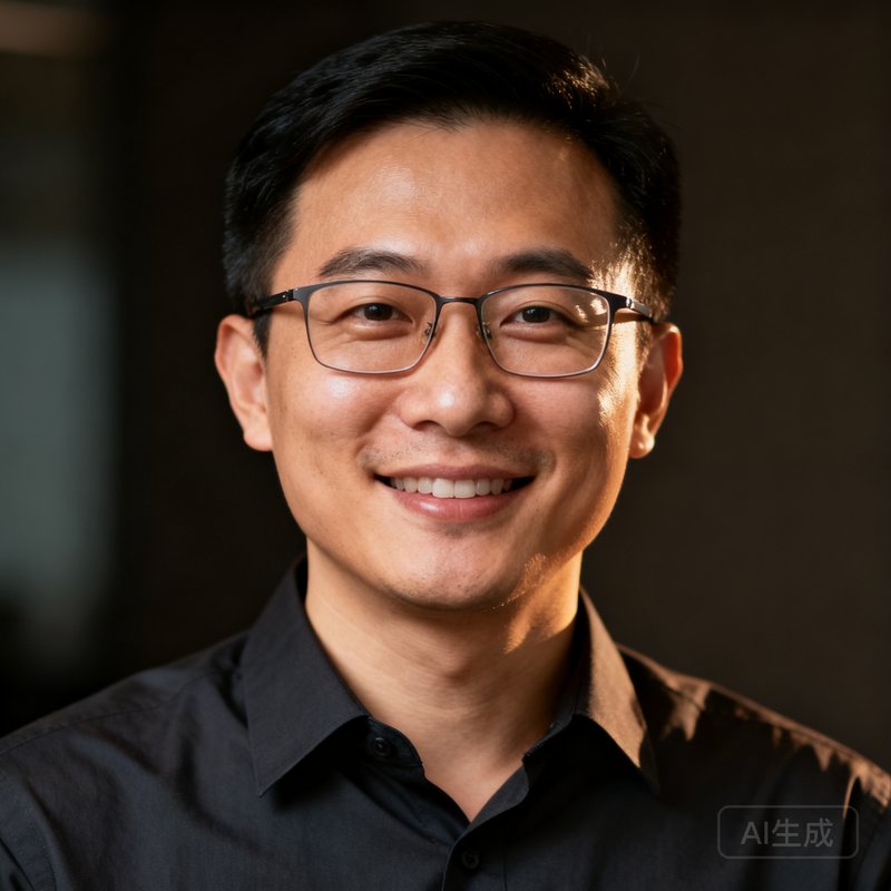 long8唯一国际创始人兼CEO陈启明，戴着眼镜，穿着深色商务衬衫，自信微笑的正面半身照